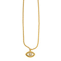 PROTACTOR Or : collier chaîne avec œil protecteur serti de zircons (CZ)
