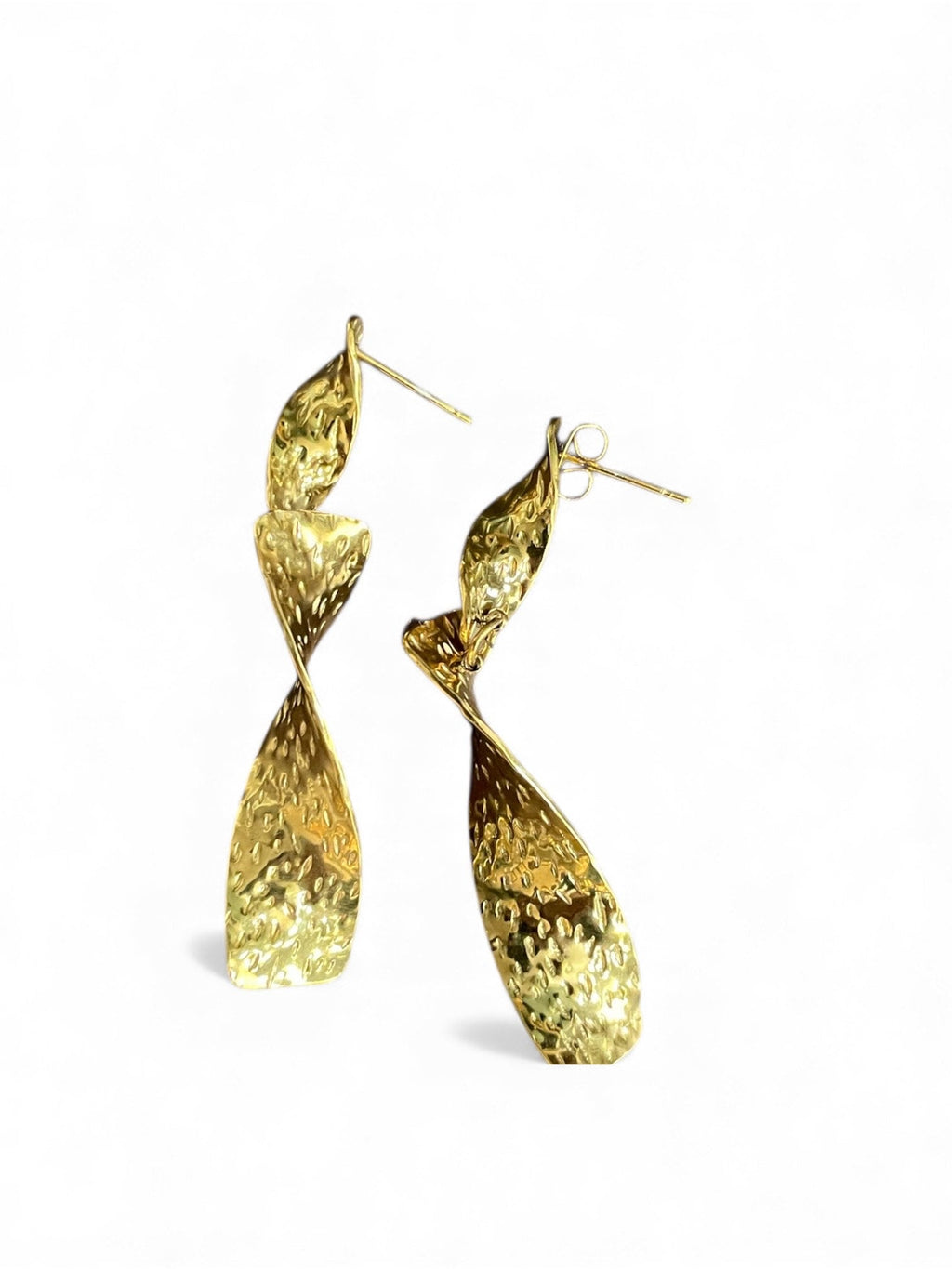 Boucles d'oreilles torsadées en acier inoxydable doré