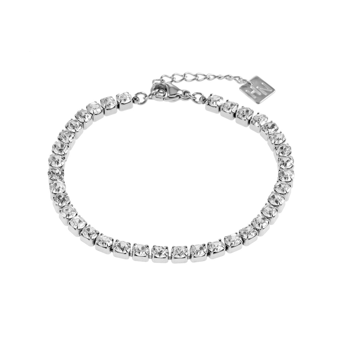 RITMO Or blanc (ton argent) : bracelet tennis classique, élégance intemporelle