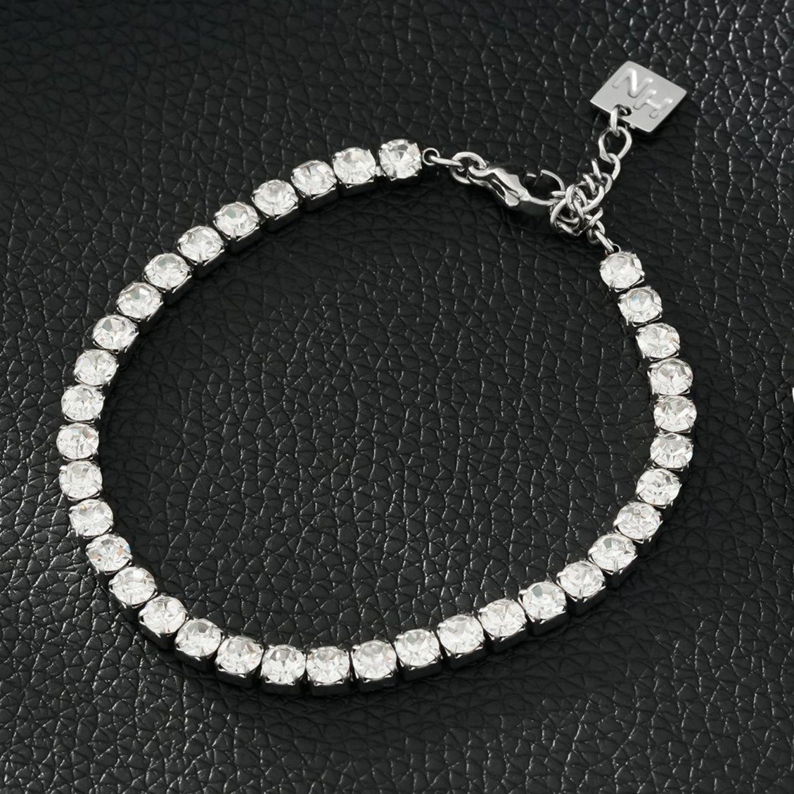 RITMO Or blanc (ton argent) : bracelet tennis classique, élégance intemporelle