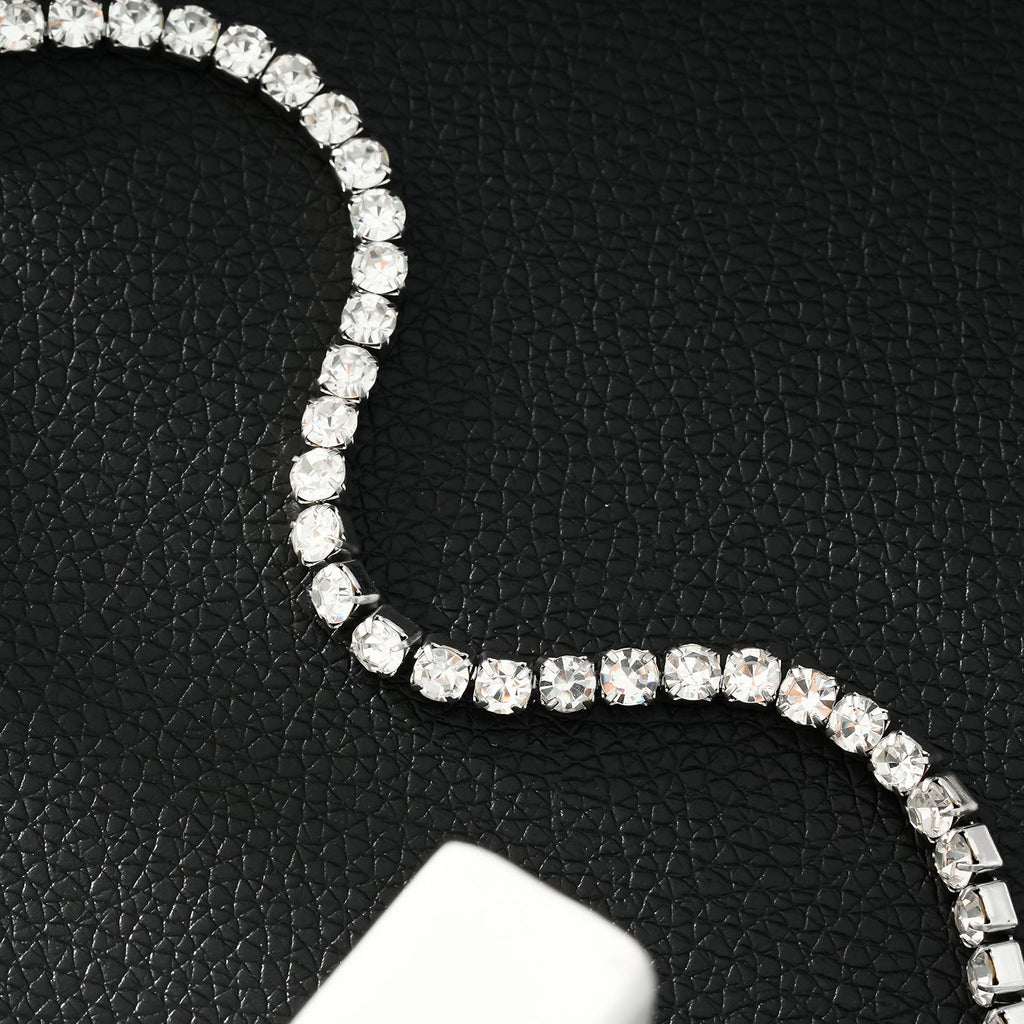 RITMO Or blanc (ton argent) : bracelet tennis classique, élégance intemporelle
