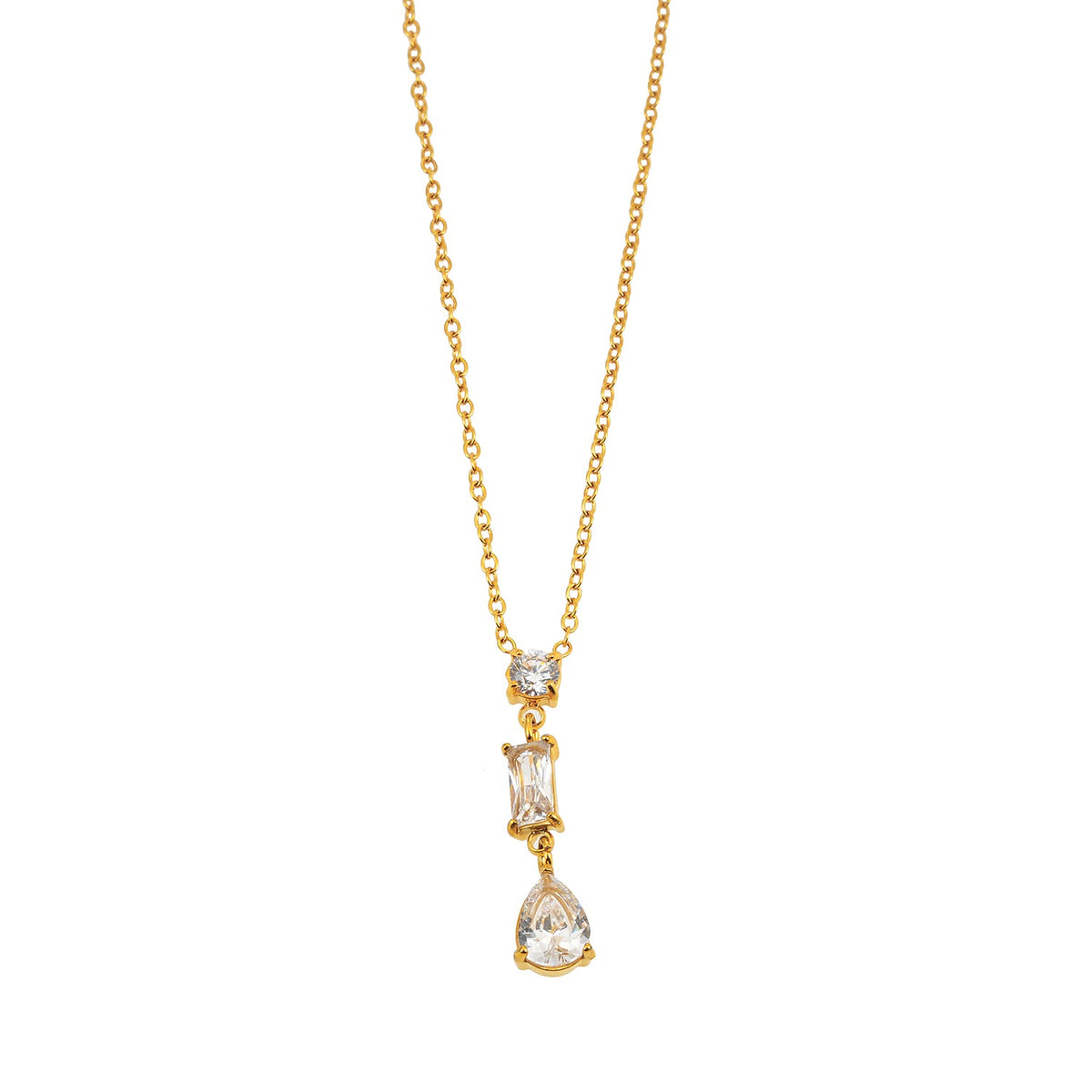 ROCHINA Or : collier chaîne avec trio de breloques en zircon