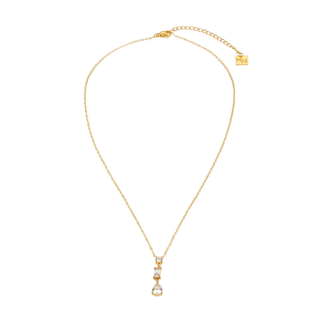 ROCHINA Or : collier chaîne avec trio de breloques en zircon