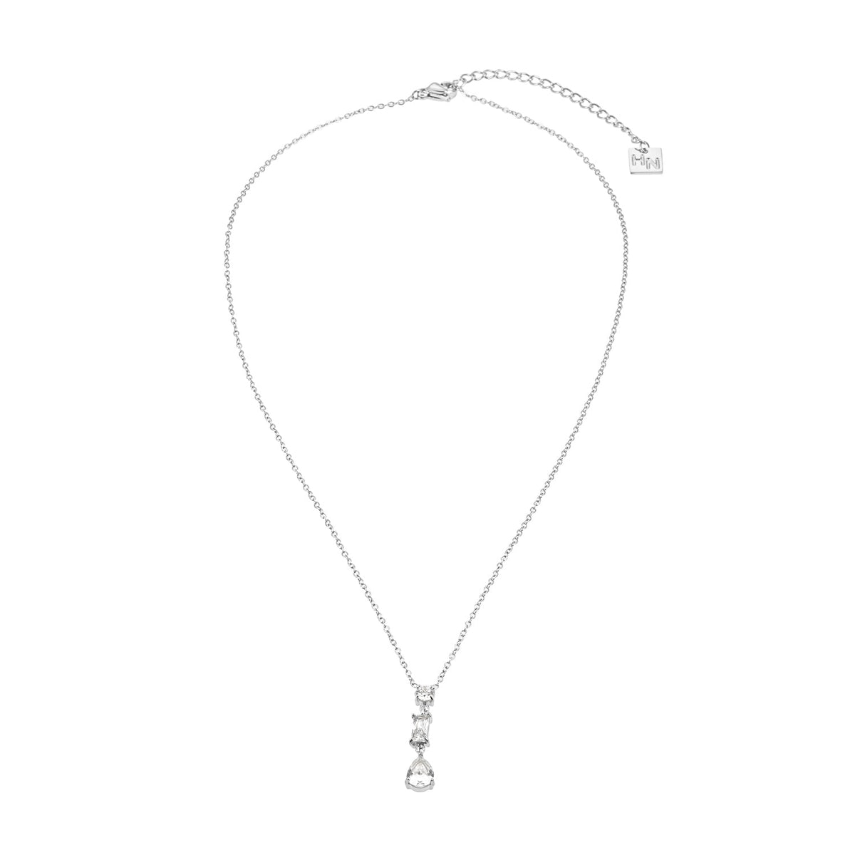 ROCHINA Argent : collier chaîne avec trio de breloques en zircon