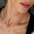 ROCHINA Or : collier chaîne avec trio de breloques en zircon