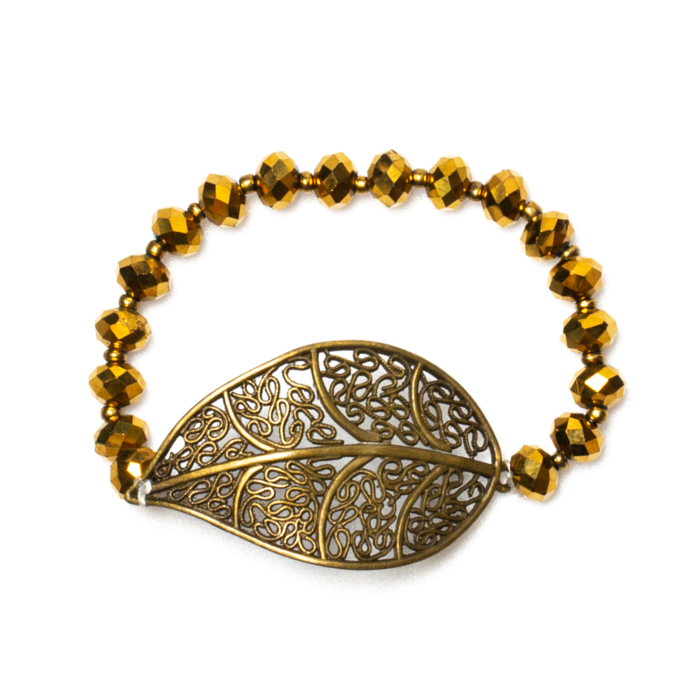 Bracelet feuille et cristal