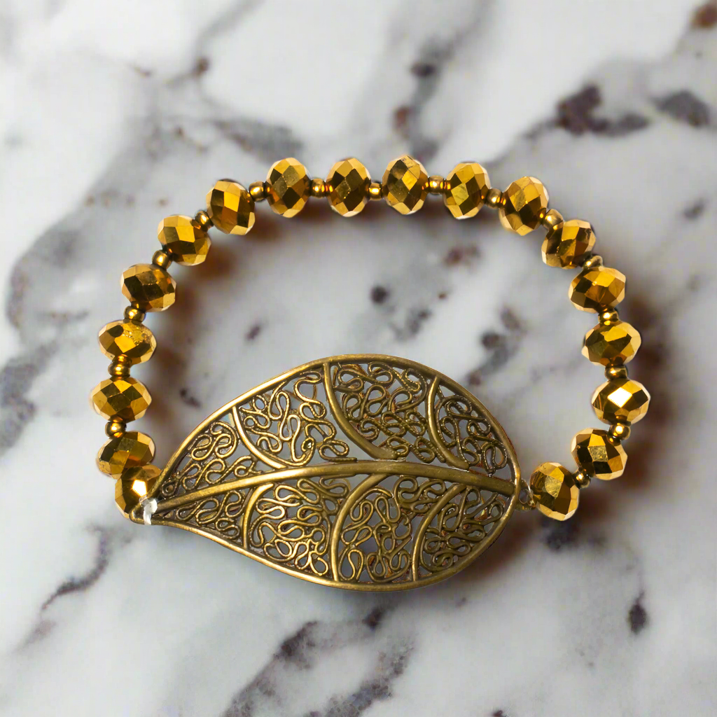 Bracelet feuille et cristal