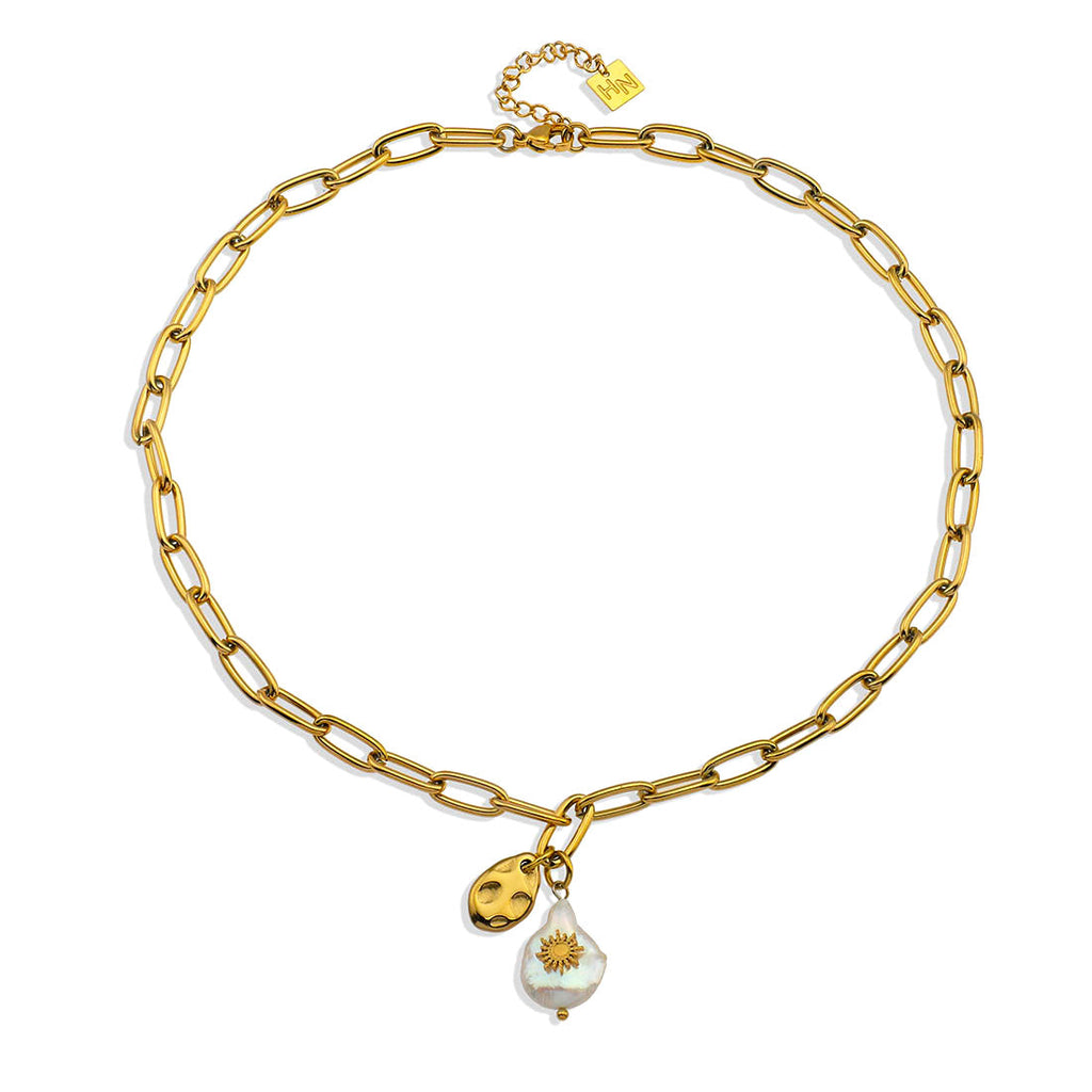 RYANN : collier chaîne à maillons avec duo de mini pendentifs