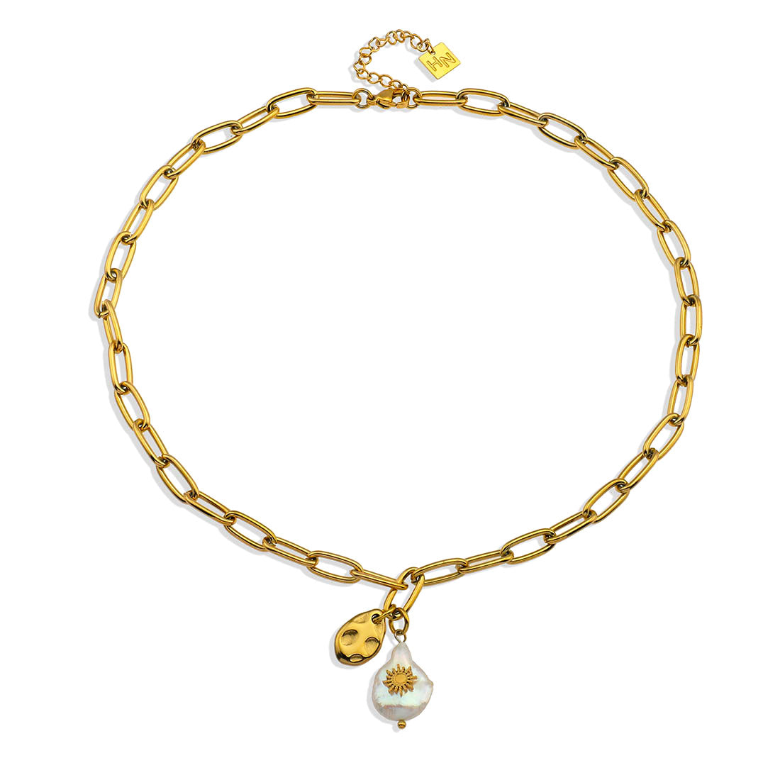 RYANN : collier chaîne à maillons avec duo de mini pendentifs