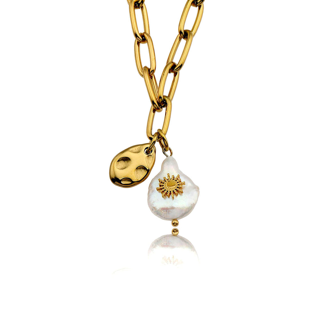 RYANN : collier chaîne à maillons avec duo de mini pendentifs