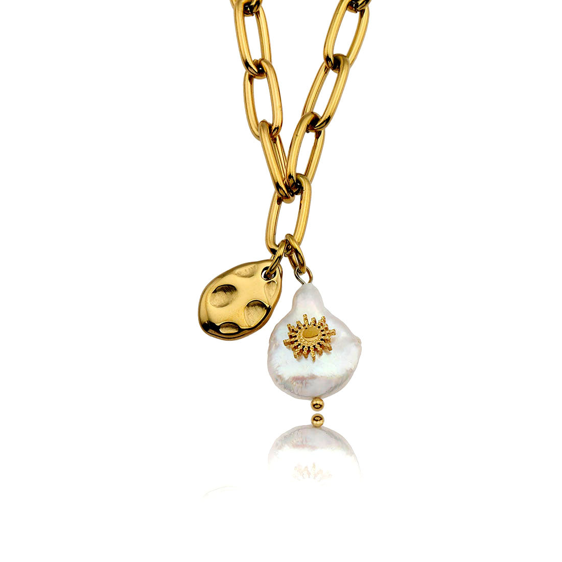 RYANN : collier chaîne à maillons avec duo de mini pendentifs