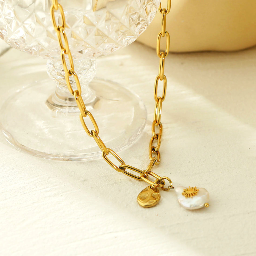 RYANN : collier chaîne à maillons avec duo de mini pendentifs