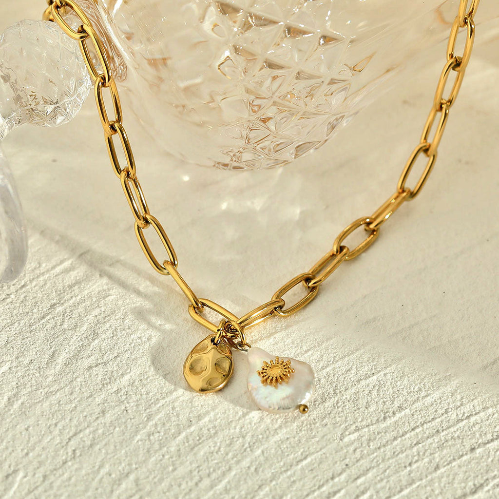 RYANN : collier chaîne à maillons avec duo de mini pendentifs