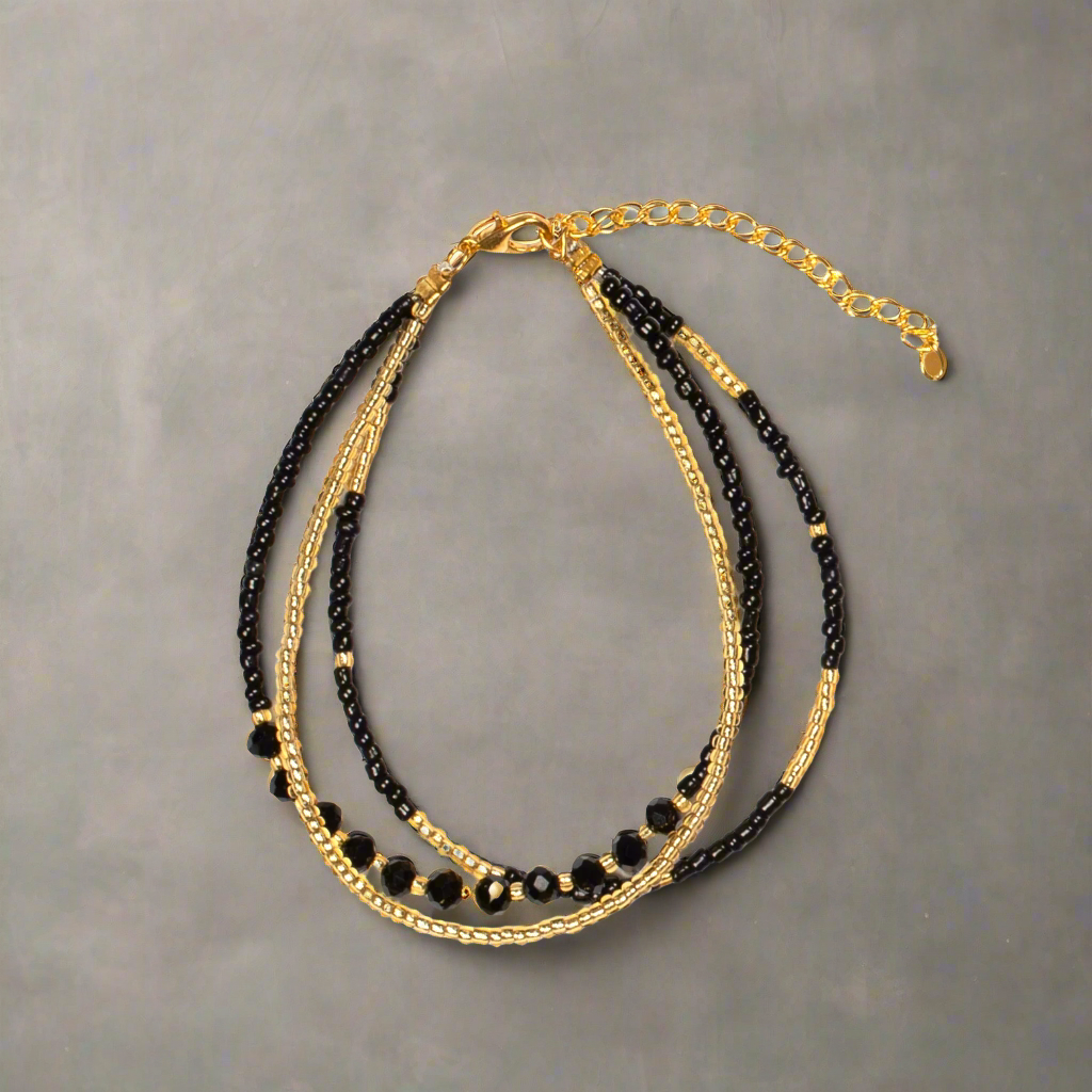 Bracelet trois rangs à perles de cristal