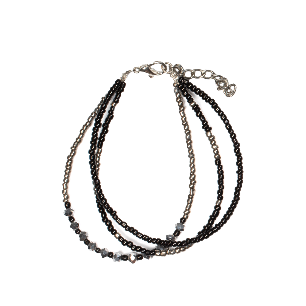 Bracelet trois rangs à perles de cristal