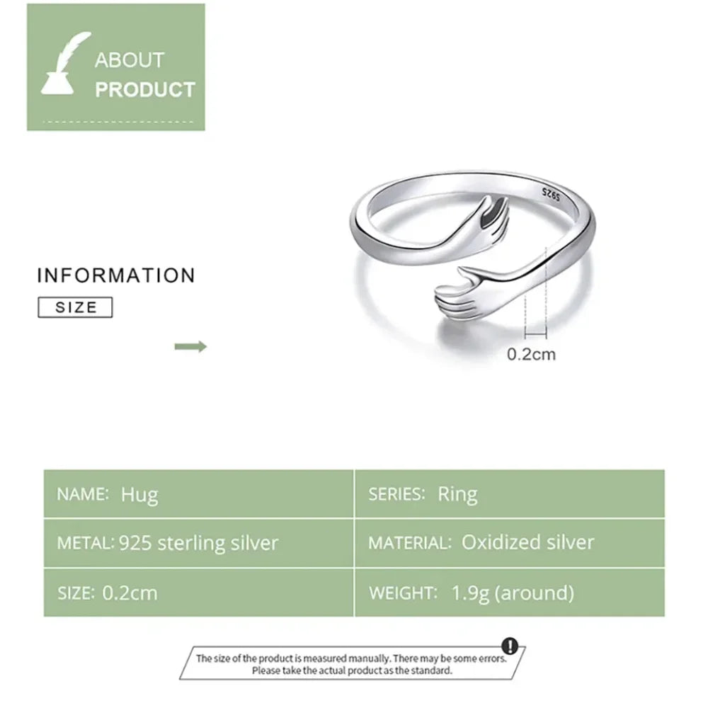 Bague Hug ajustable en argent sterling
