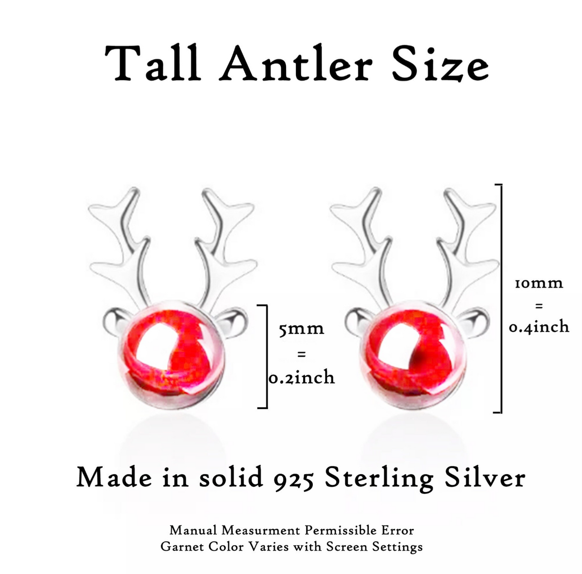 Boucles d'oreilles renne Rudolph en argent sterling
