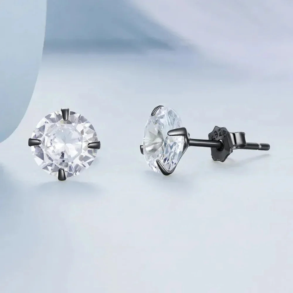 Cz Stud Earrings - 925 Sterling Silver Platinum Plated - Round Cubic Zirconia Hypoallergenic Earrings 4Mm 5Mm 6Mm 7Mm Bse166