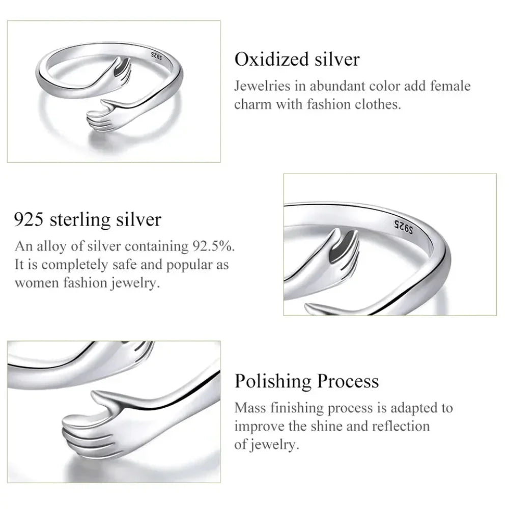 Bague Hug ajustable en argent sterling