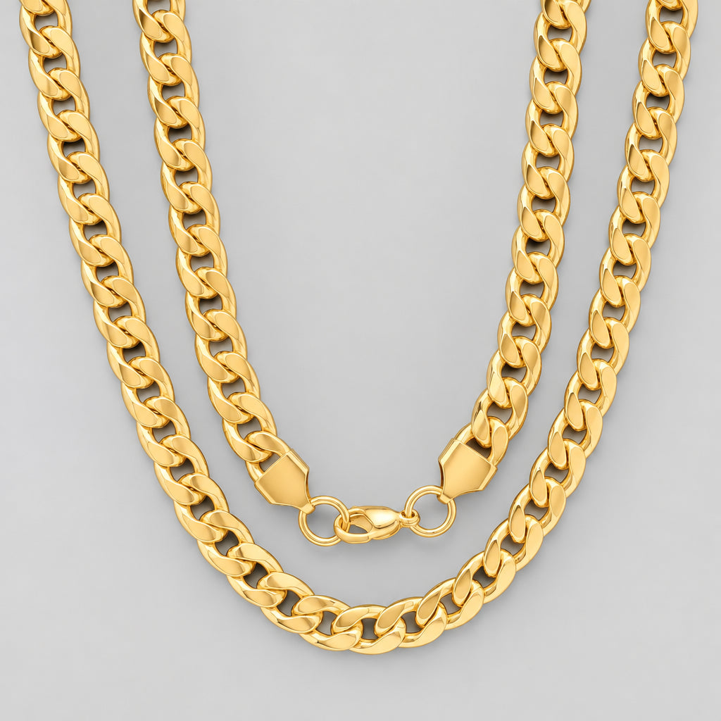 Collier chaîne classique Steeltime | Acier inoxydable et plaqué or 18 K