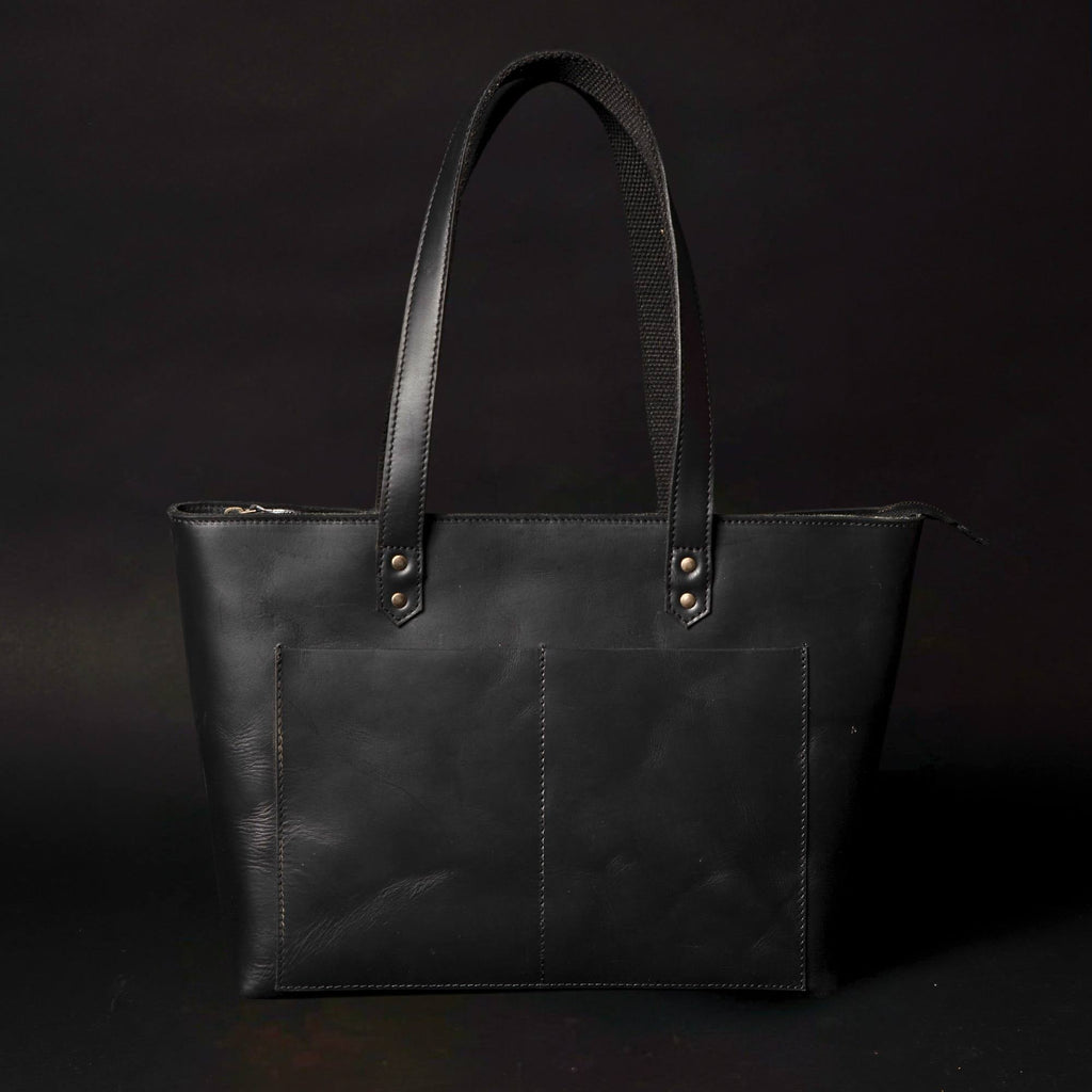Sac fourre-tout classique en cuir noir