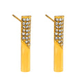 VOLTAMI Gold: Minimalist Pavé Zirconia Embedded Bar Stud Earrings