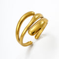 Bague ouverte ajustable à ligne géométrique en acier inoxydable