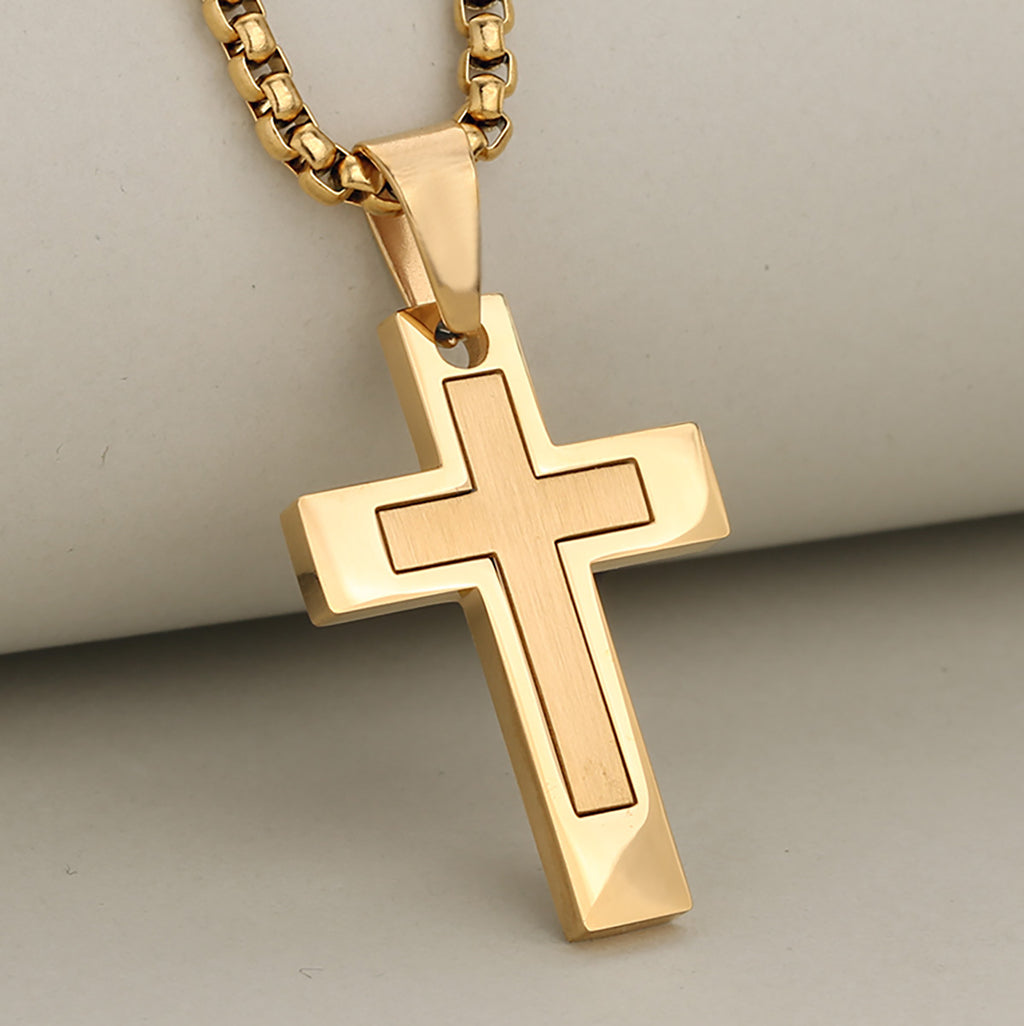 Collier pendentif croix en acier inoxydable