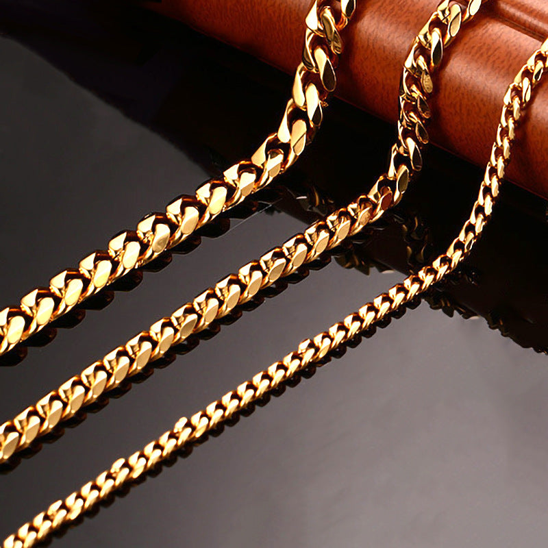 Collier et bracelet à chaîne cubaine en acier inoxydable pour homme