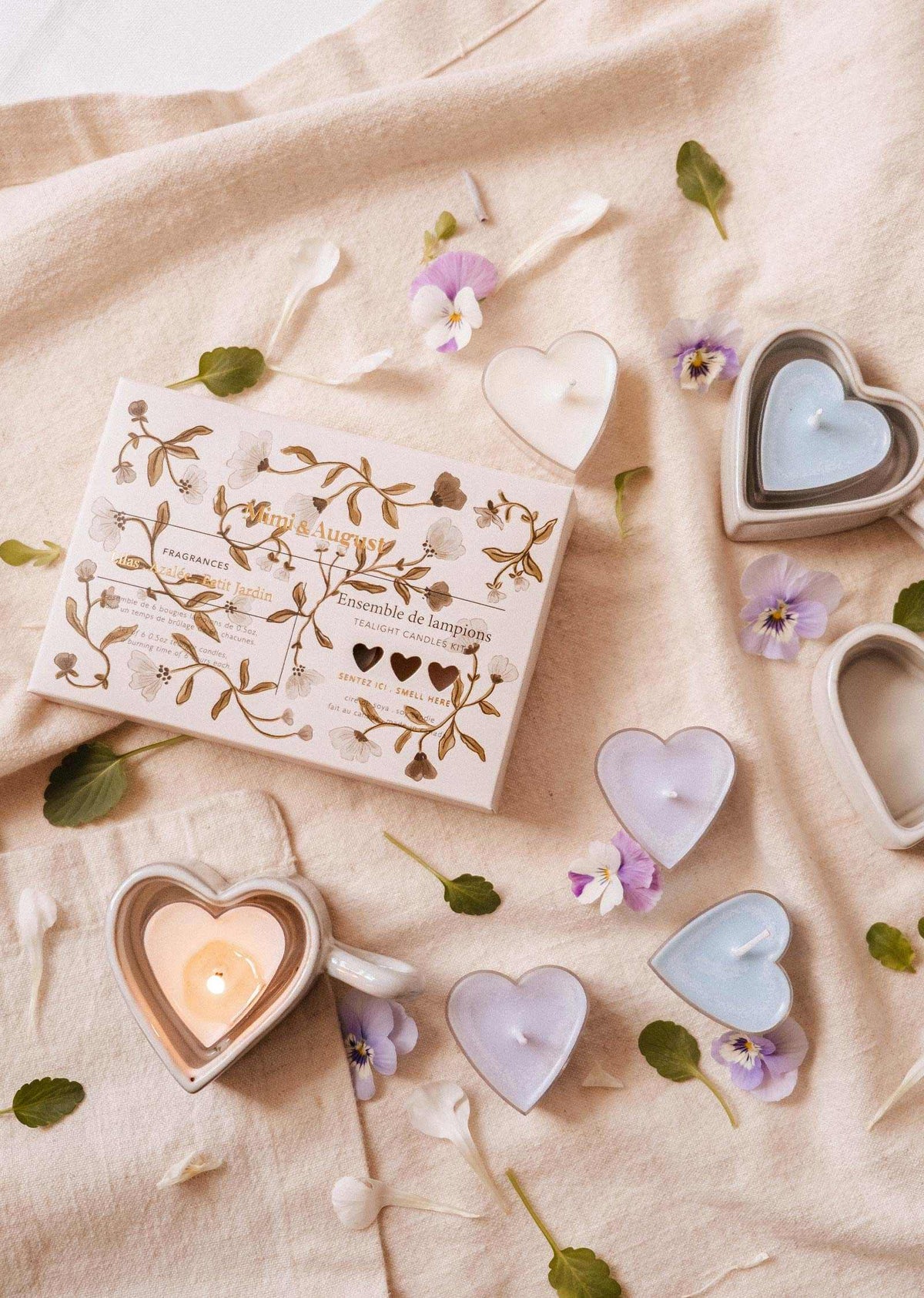 Coffret de bougies chauffe-plat en cœur, Blush Hearts