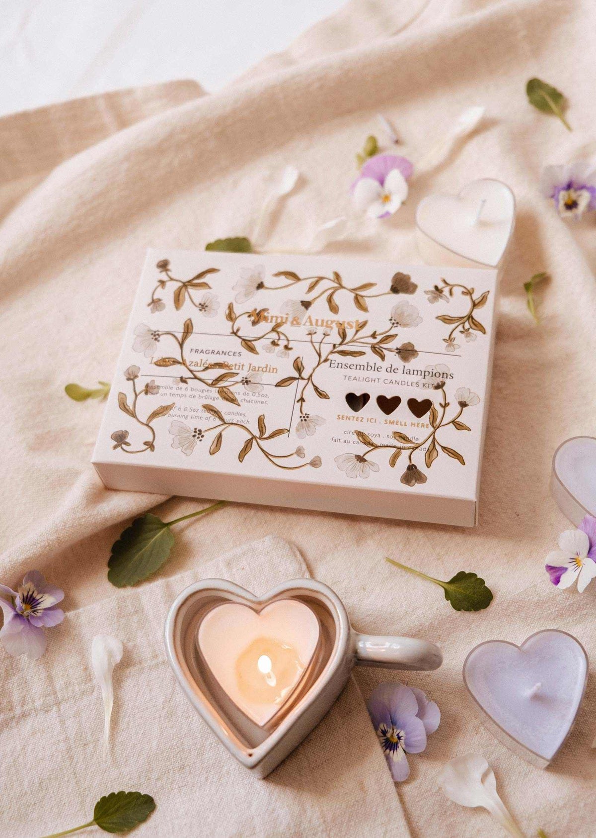 Coffret de bougies chauffe-plat en cœur, Blush Hearts