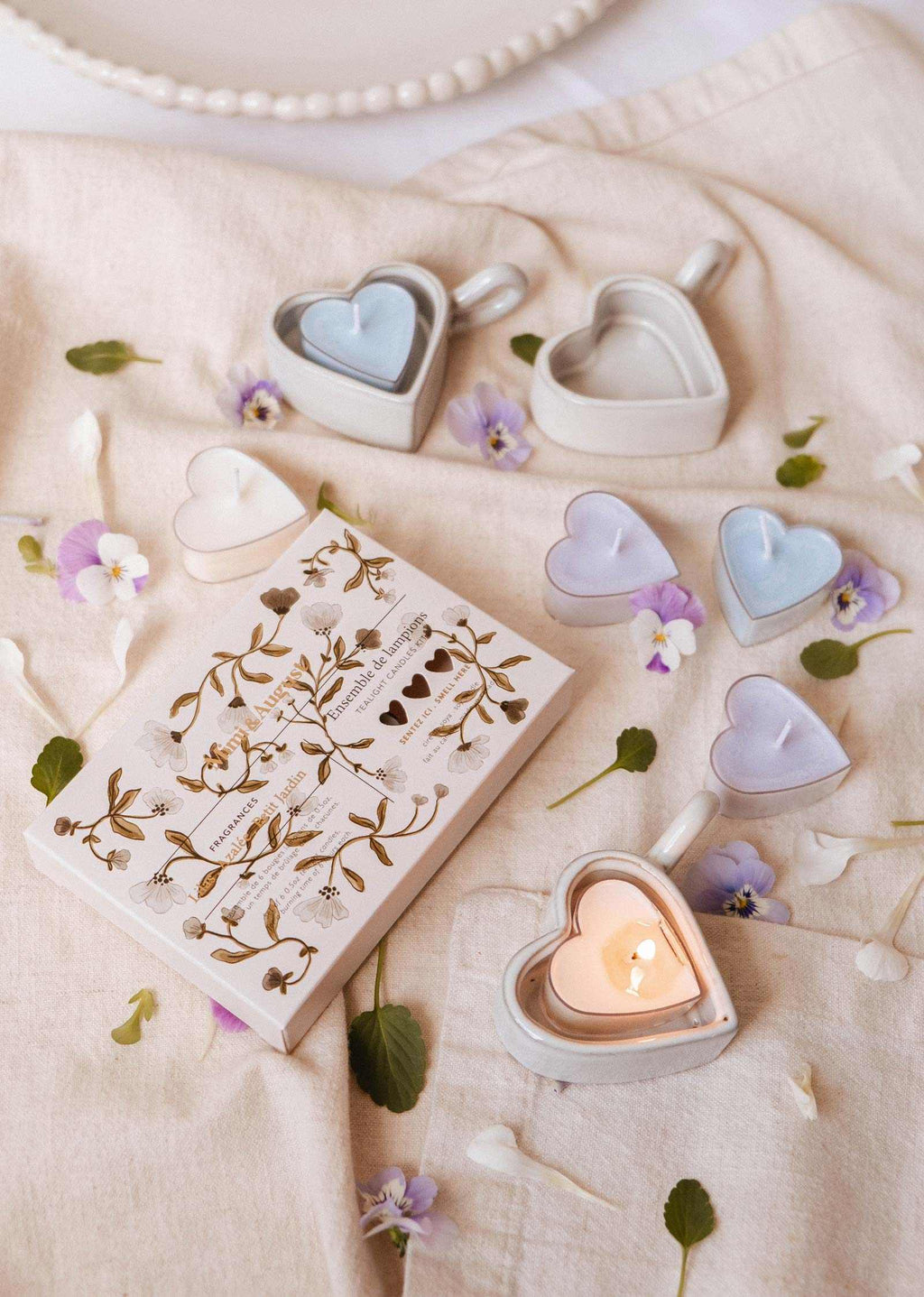 Coffret de bougies chauffe-plat en cœur, Blush Hearts