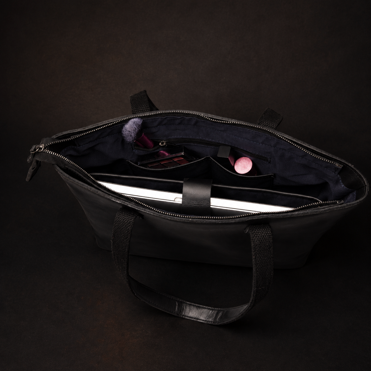 Sac fourre-tout classique en cuir noir