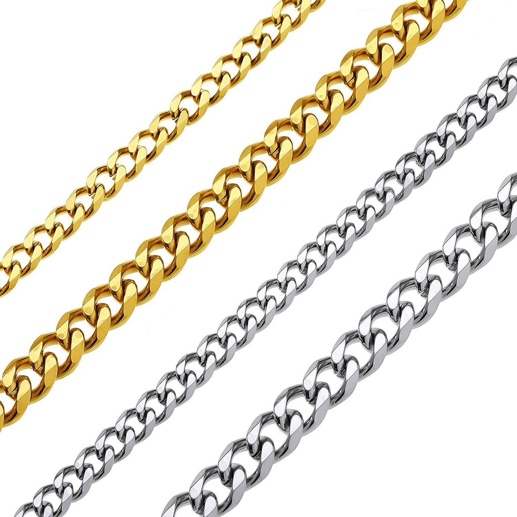 Stainless Steel Cuban Chain Necklace Bracelet for Men