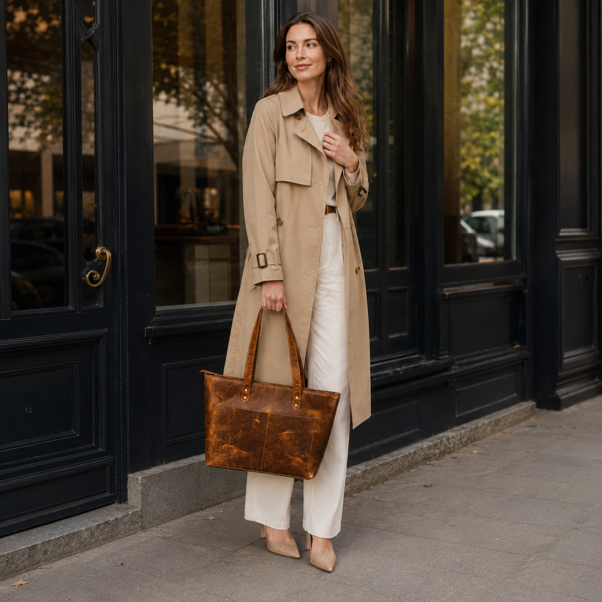 Sac fourre-tout classique en cuir noir