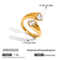 Bague ouverte géométrique en acier inoxydable et zircons