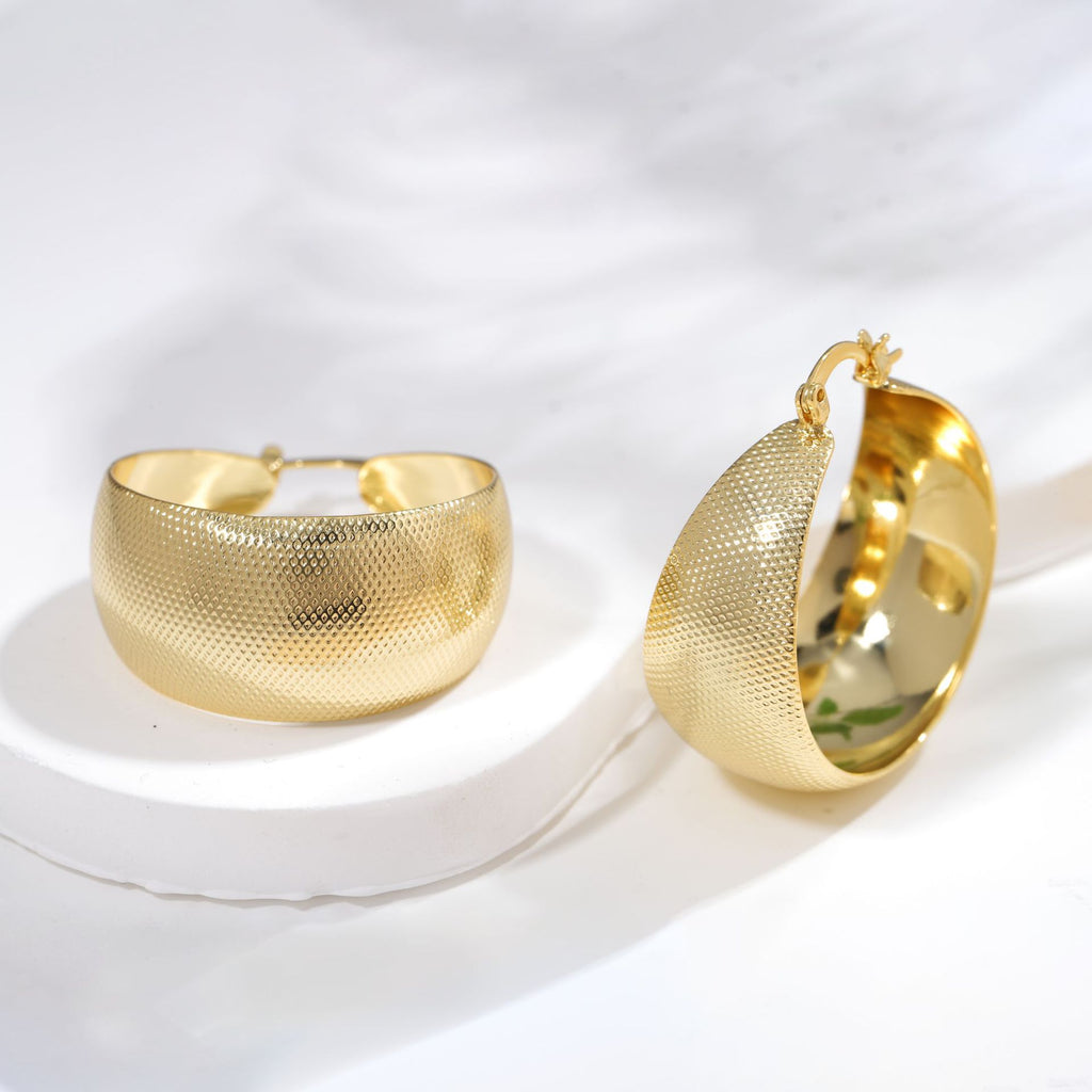 Women Geometric Metal Hoop Earrings Light Luxury Fashion Jewelry