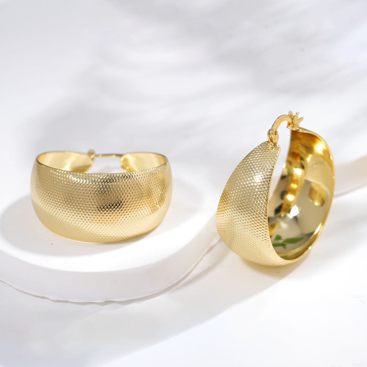 Women Geometric Metal Hoop Earrings Light Luxury Fashion Jewelry