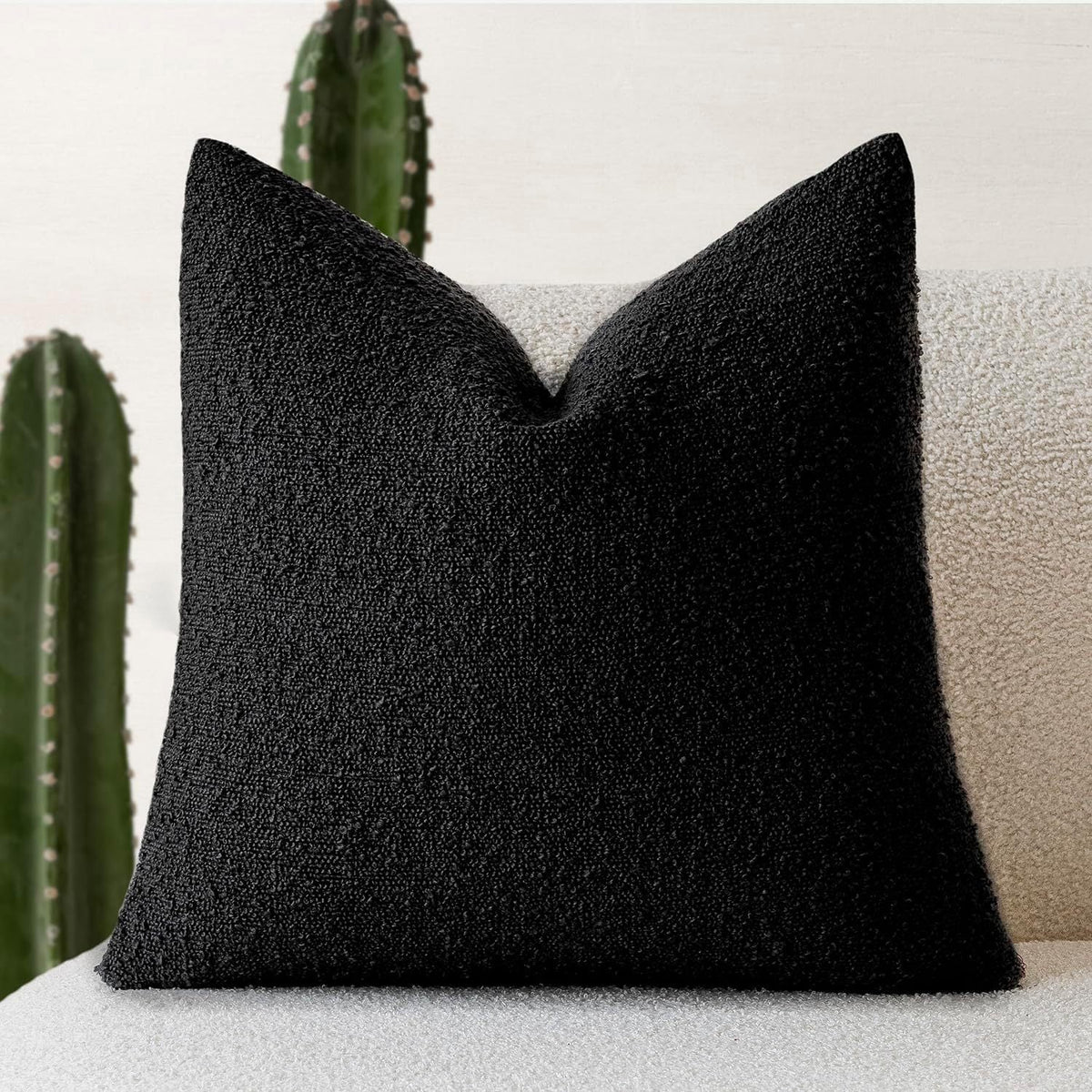 Housse de coussin en bouclette texturée