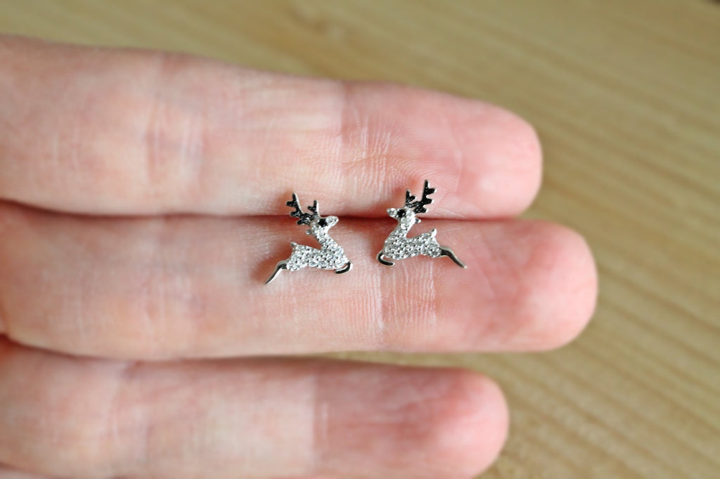 Boucles d'oreilles Running Reindeer en argent sterling