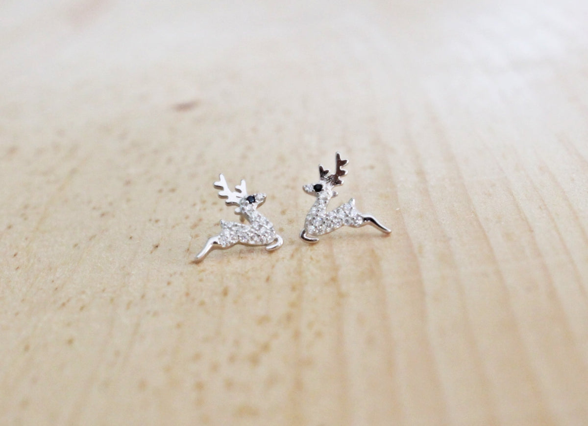 Boucles d'oreilles Running Reindeer en argent sterling