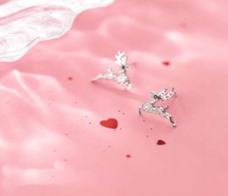 Boucles d'oreilles Running Reindeer en argent sterling