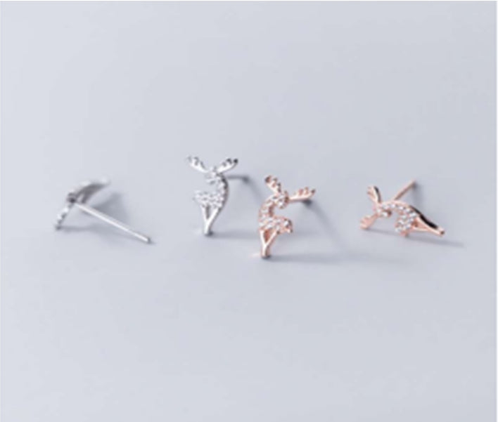 Boucles d'oreilles renne en argent sterling et zircones