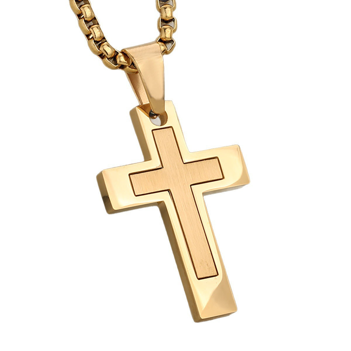 Collier pendentif croix en acier inoxydable