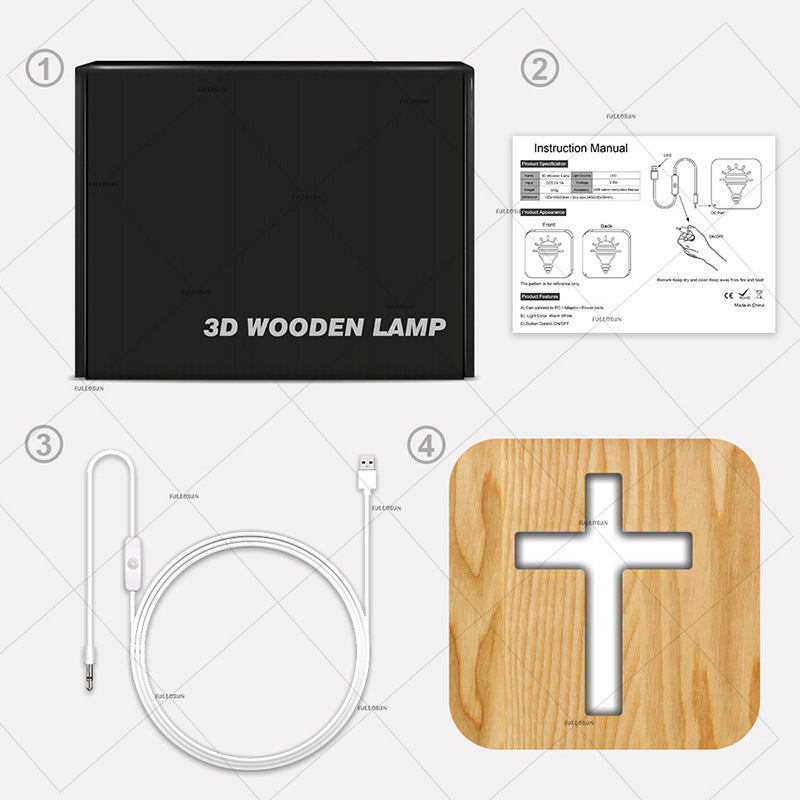 Lampe de nuit LED en bois massif