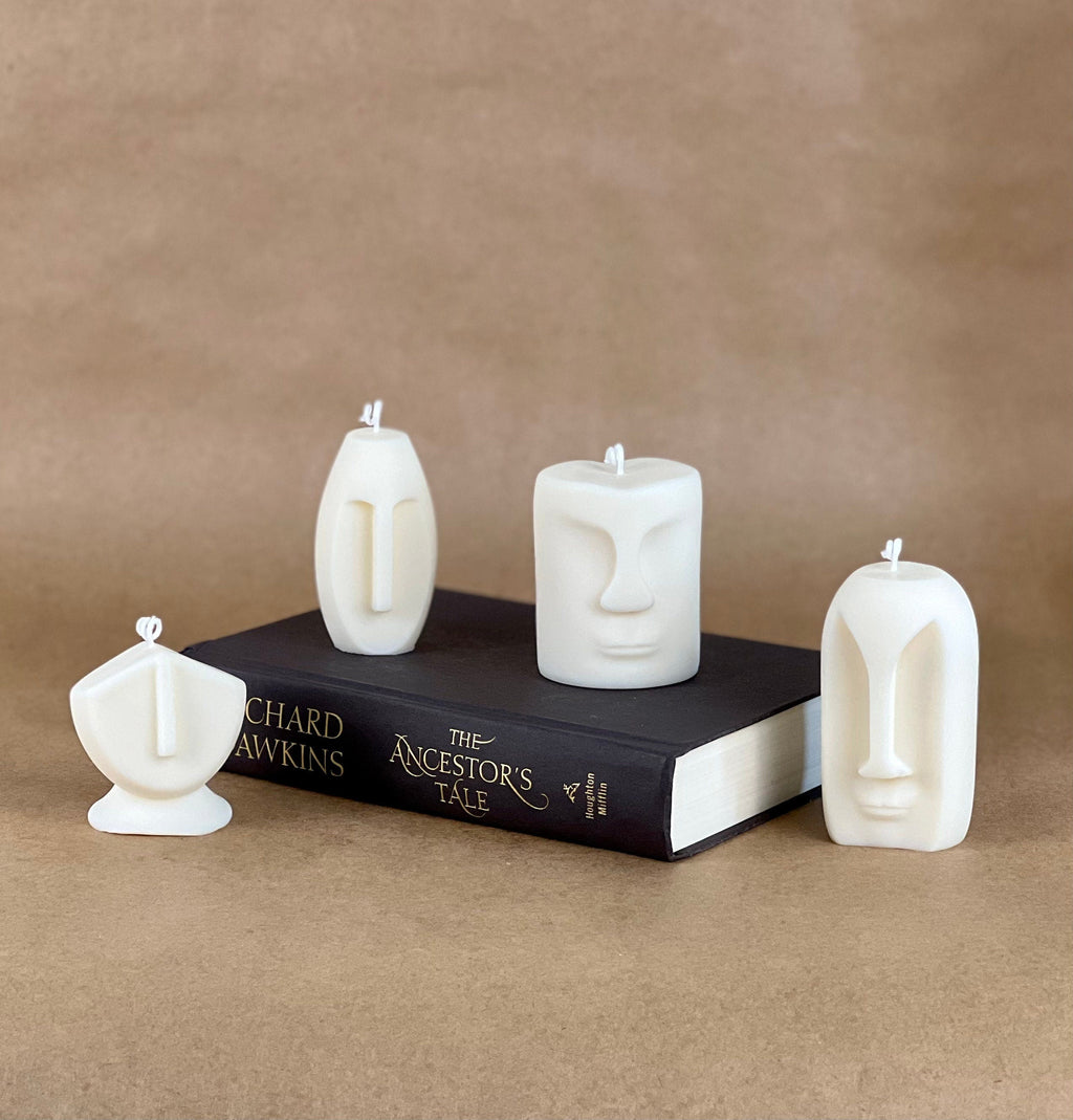 Ensemble de bougies visages sculpturales