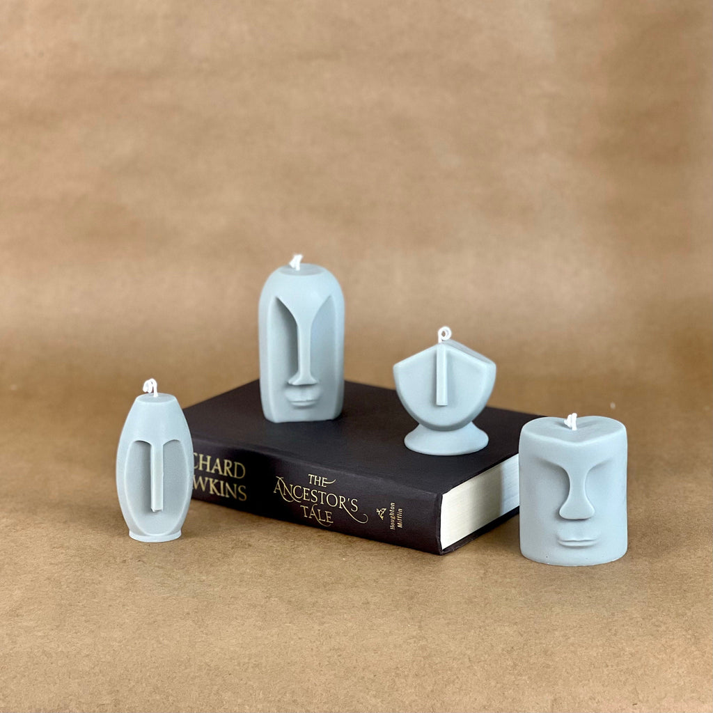 Ensemble de bougies visages sculpturales