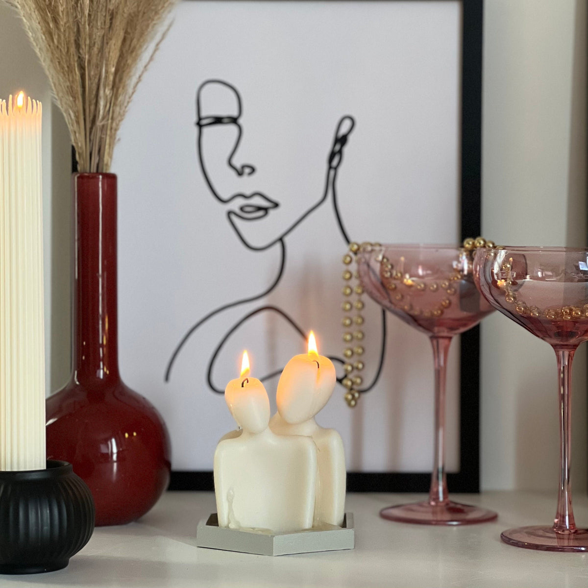 Ensemble de bougies couple, décoratives