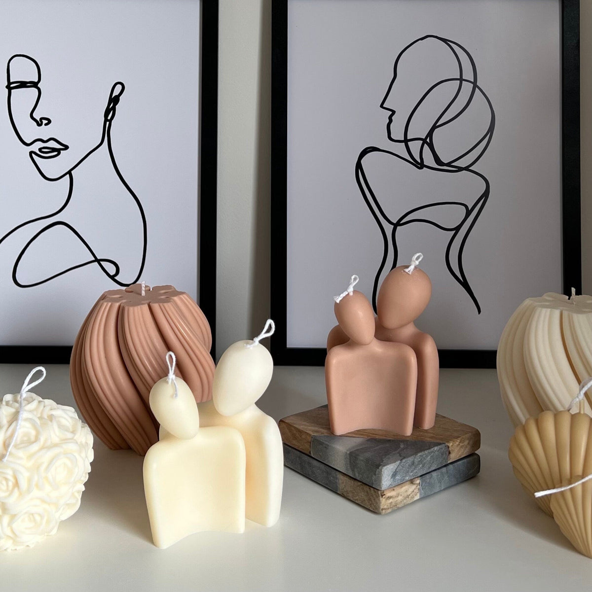 Ensemble de bougies couple, décoratives