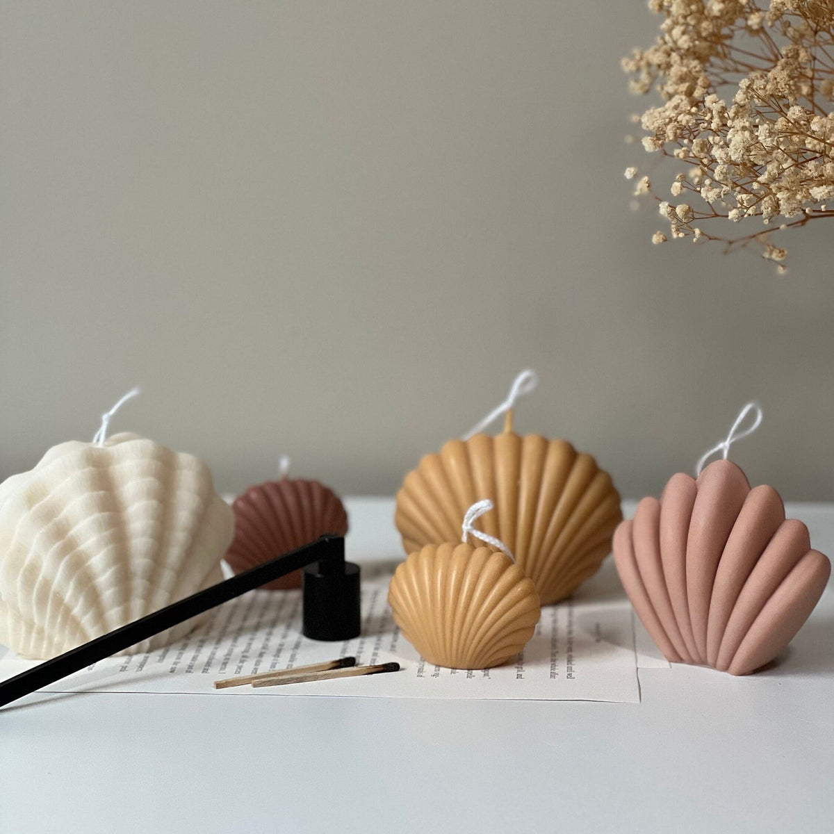 Ensemble de bougies coquillages, décoratives